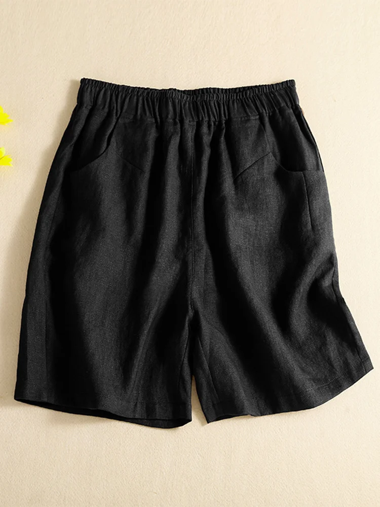 Cintura alta calças de perna larga feminina casual algodão linho orts calças alongadas retro sle coleção verão