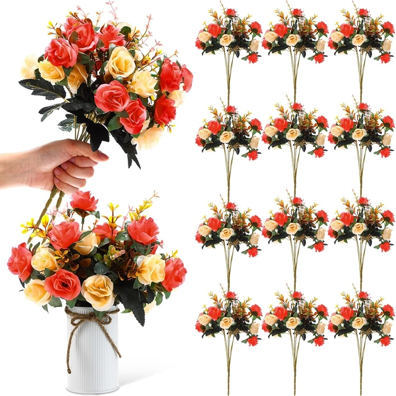 

10Pcs Silk Roses Artificial Flowers Wedding Home Room Decor Bridal Bouquets Crafts Scrapbooking Garden Garland Photography Props