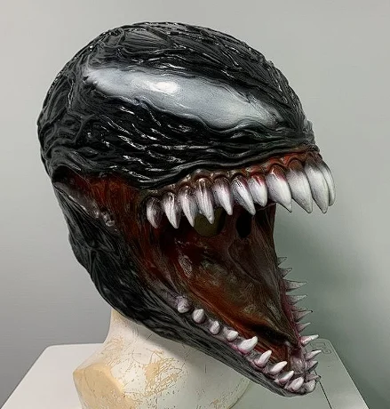 

Horror Fanged Monster Masks Realistic Scary Latex Mask Halloween Horror Fancy Dress Party Cosplay Black Alien Monster Head Cover