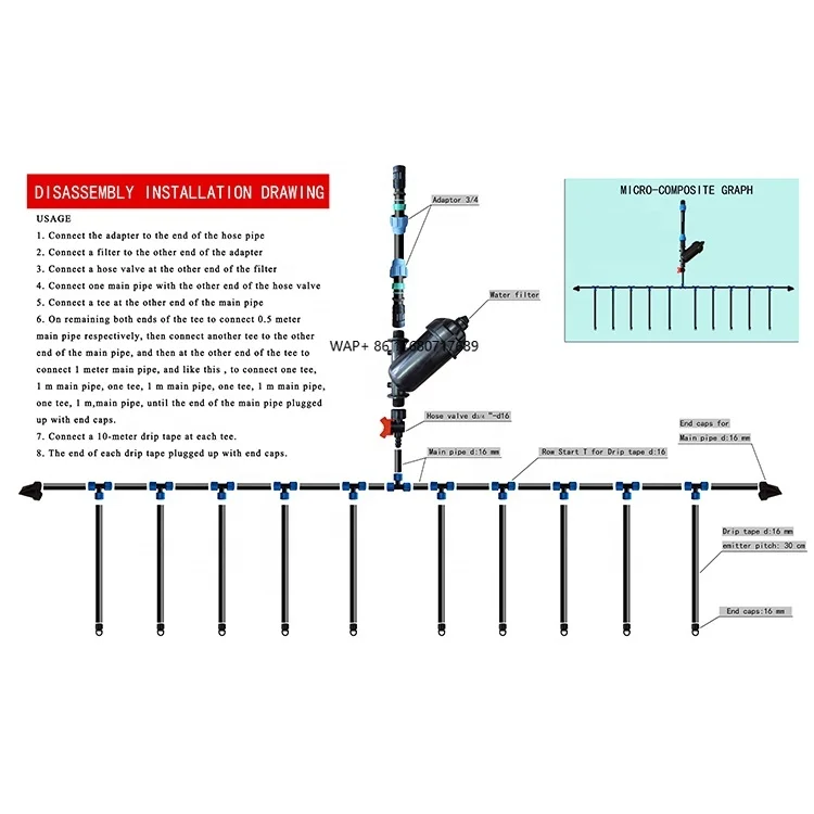 

One Hectare Design Система капельного орошения в сельском хозяйстве Комплекты для капельного орошения Капельная лента и фитинги для труб
