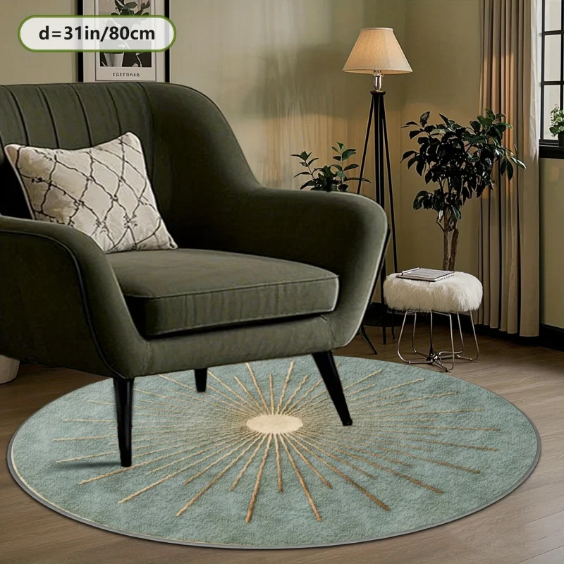 

Круглый коврик VIKAMA Ins Breezy Luxury Gold Ray: современный дизайн для дома, спальни, гостиной, декоративный ковер, украшение интерьера