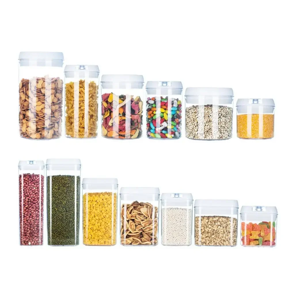 Clear Sealed Square Plastic Jars Kitchen Fridge Storage Boxes 1L 1.7L 2.3L Airtight Canister Bulk Price Food Container Set