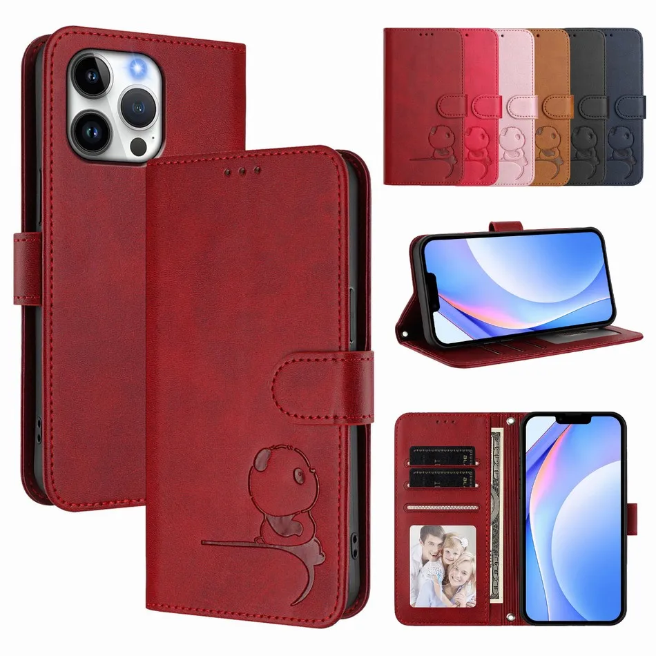 

Cute Panda Phone Case For Oneplus One Plus 8T 9 9R 10 Pro 10R Prime 10T 11 11R 12 12R 13 13R 13T 5G Cash Slots Wallet Cover Bags
