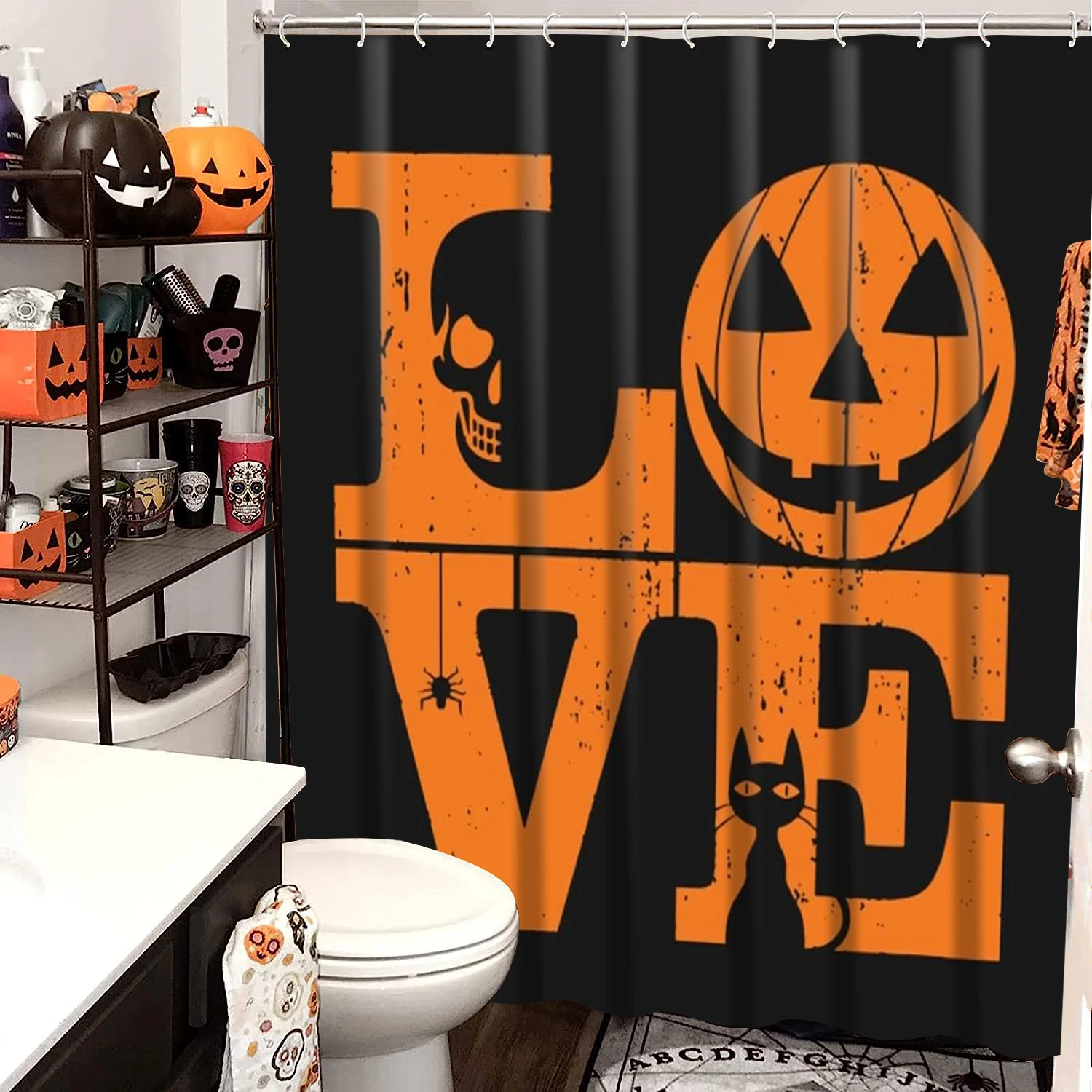 

Christmas decorations Pattern Shower Curtain Bath Sets Waterproof Non-Slip Bathroom Rug Toilet U With 12 Hooks Home Deco