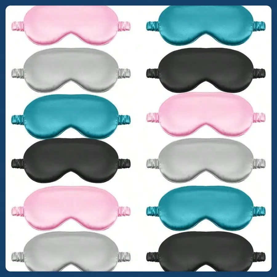 

12 упаковок шелковых масок для глаз для сна, мягкие атласные маски для сна, маски для глаз с регулируемой резинкой, 4 цвета