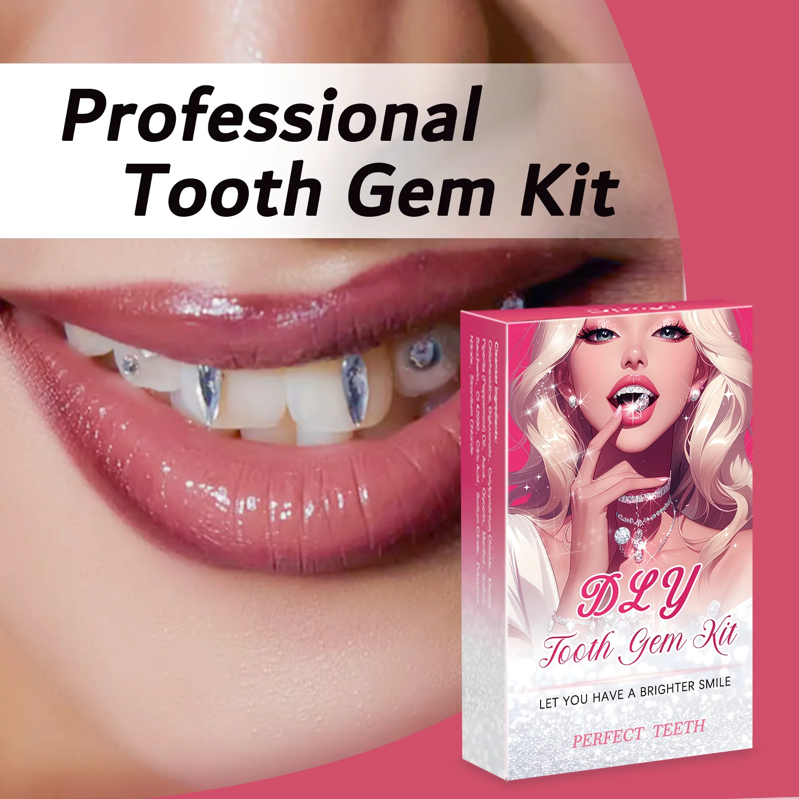 Kit Permata Gigi Semi Permanen Berlian Kecantikan Gigi Mudah Dilepas Dekorasi Gigi Putih Cantik Set DIY Bahan Aman Kokoh