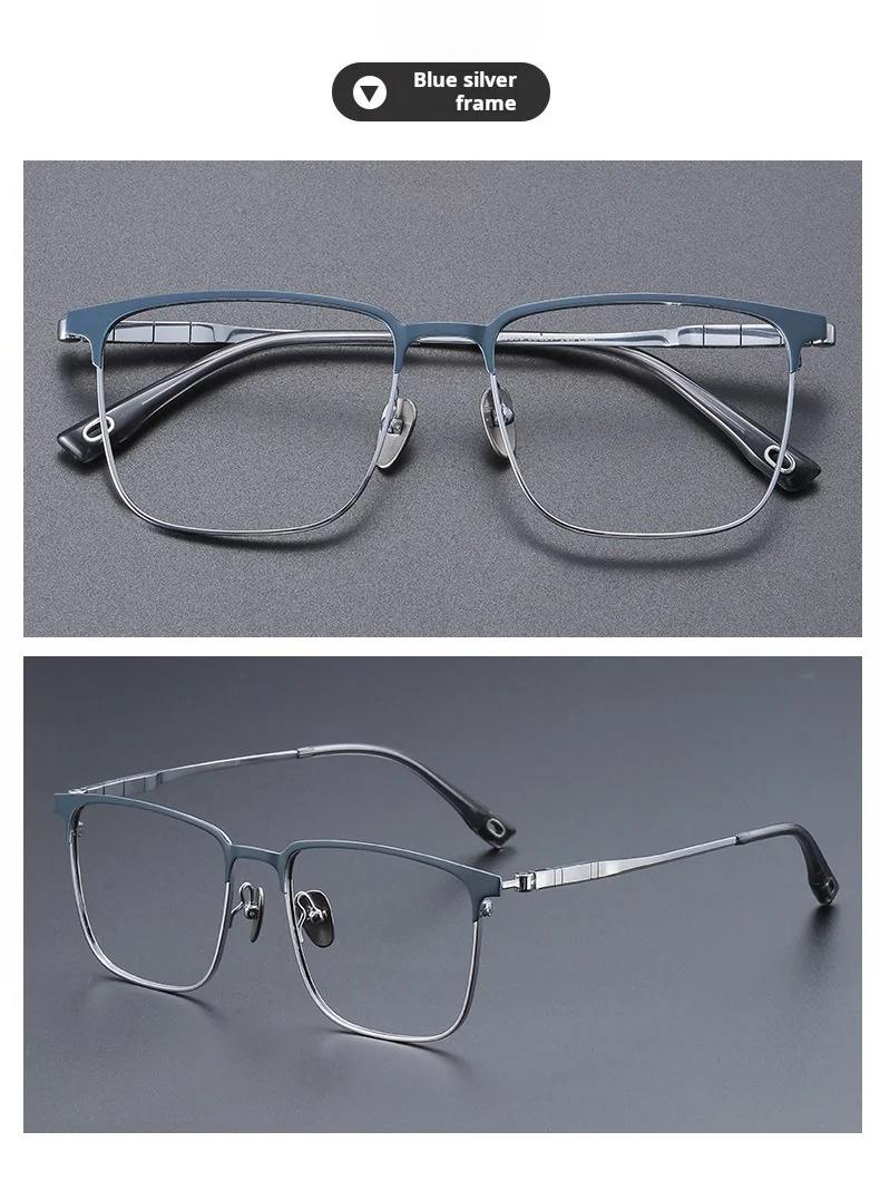 YIMARUILI Herren-Business-Titan-Brille, ultraleicht, Retro-Stil, quadratisch, große Größe, optisches Brillengestell 70809 – Detail 14
