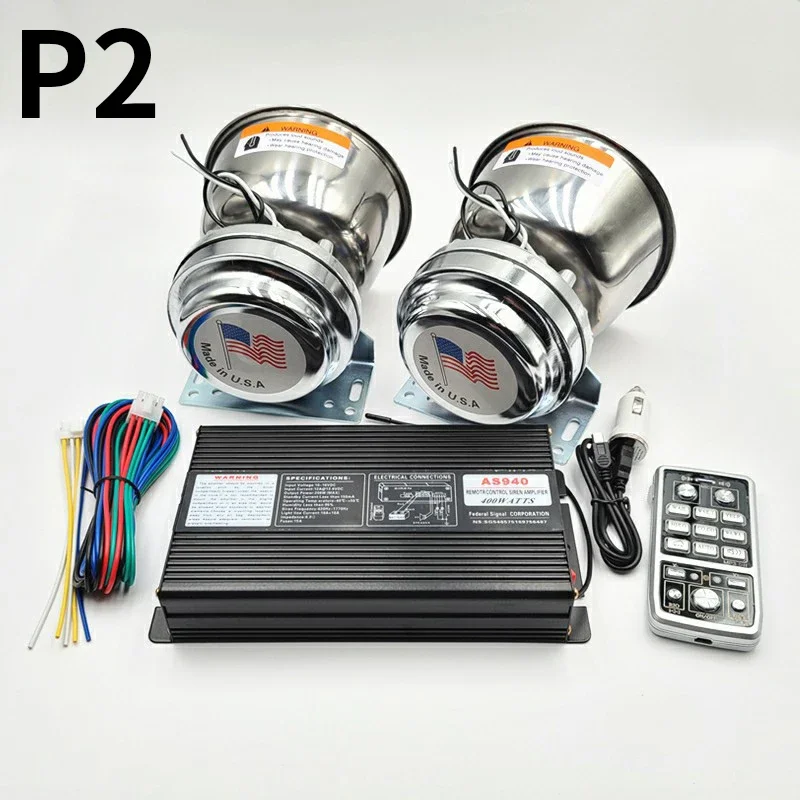 Car Warning Horn Ambulance Police Car Siren Speaker 12V 400W Wireless mic remote Loudspeaker Megaphone Alarm System Fire