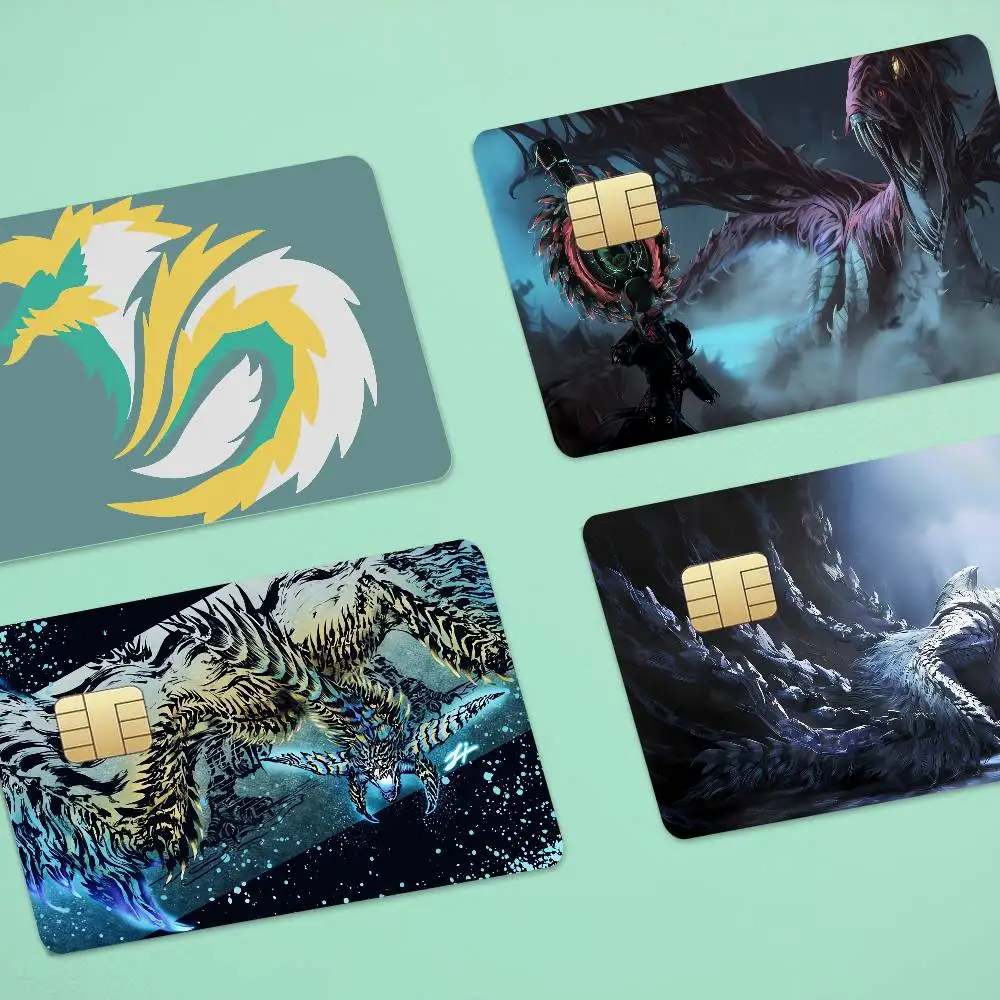 GAME M-Monster Hunter Anime 4pcs 1Set Funny Shell On Off Ultra Thin No Fade Sticker Skin Cover Film For Debit Credit Card