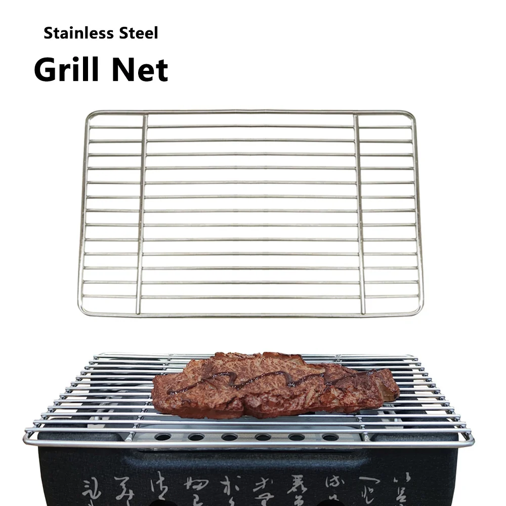 Square BBQ Grill Mesh Mat 304 Stainless Steel Grill Wire Mesh Outdoor Camping Pot Rack Japanese Barbecue Non-stick Grilling Mats