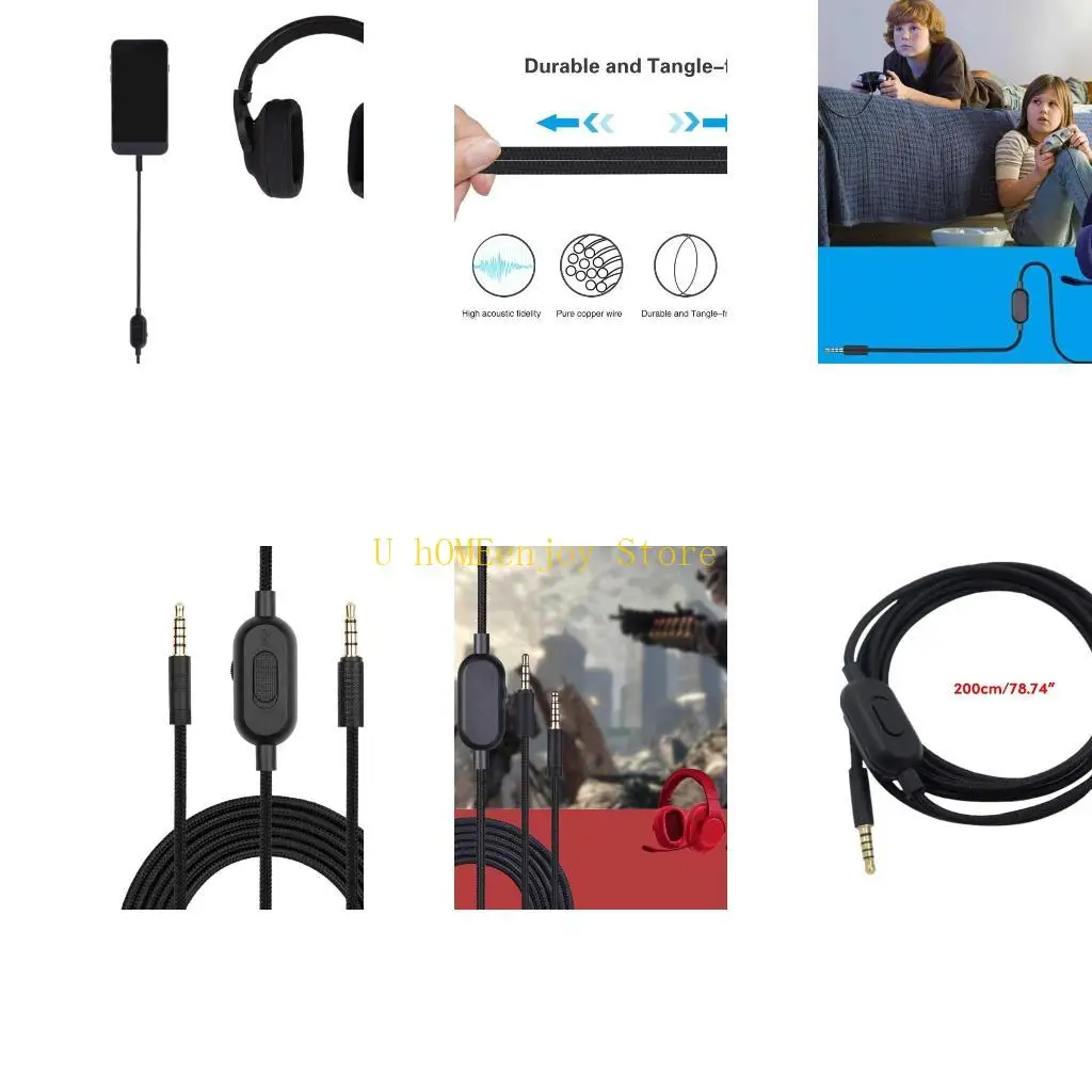 B0KF Enhanced 3.5mm Headphone Cable for G433/G233 Volume Control &Microphone Function