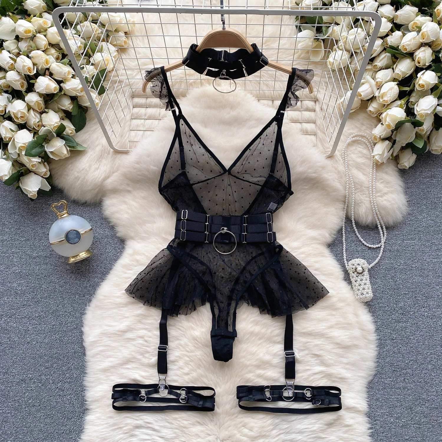 Traje sexy de una pieza de cintura alta adelgazante V-Ne con ropa interior Me con cinturón dobladillo de campana para ir al trabajo corte recto verano en línea...