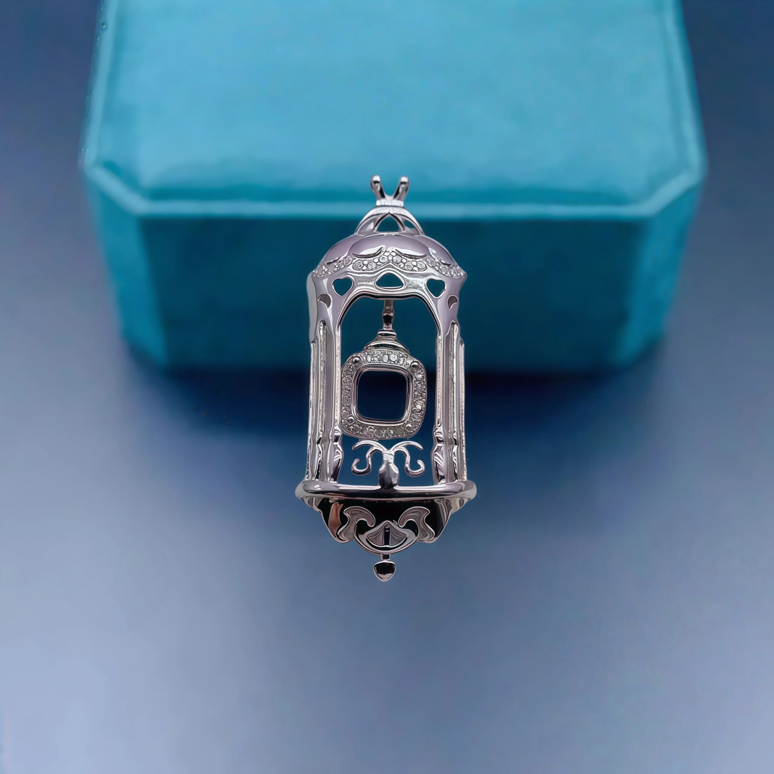 

Fashion DIY Empty Pendant Holder S925 Sterling Silver Setting 4/5mm Square Stone Fine Castle Design Charm Jewelry for Woman