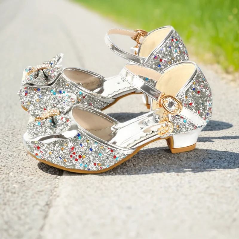 ULKNN Flower Children Sandals Summer Beach Princess Girl Shoes for Kids Glitter Wedding Party sandalia infantil chaussure enfant