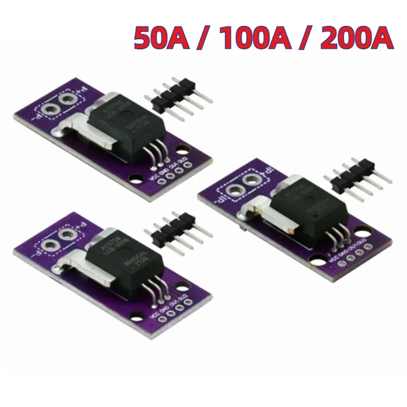 50A 100A 200A Hall Current Sensor Module Linear Analog AC DC 3.3V-5V ACS758 ACS758LCB-050B 100B 200B-PFF-T RC Model Connector