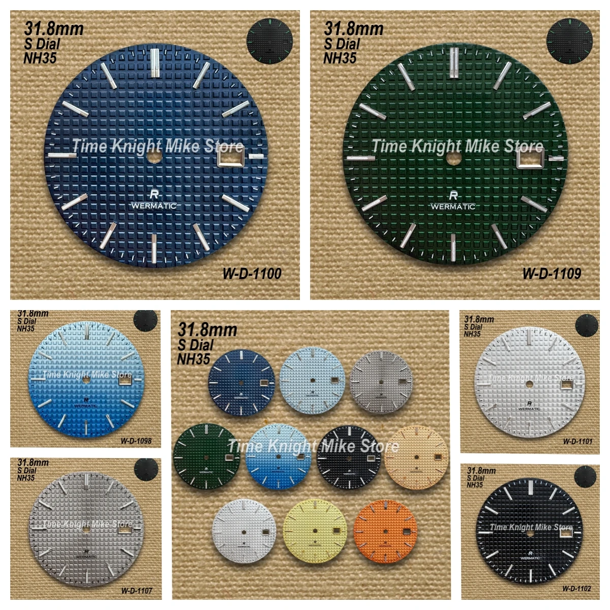 

31.8mm High Quality S Logo Dial Suitable For NH35/NH36 Movement Green Luminous Oak Watch Modification Accessories