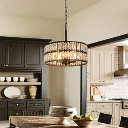 Modern Pendant Light Led Crystal Chandelier Kitchen Island Hanging Ceiling Lamp Living Bedroom Retro Luxury Plafon Home Decorate