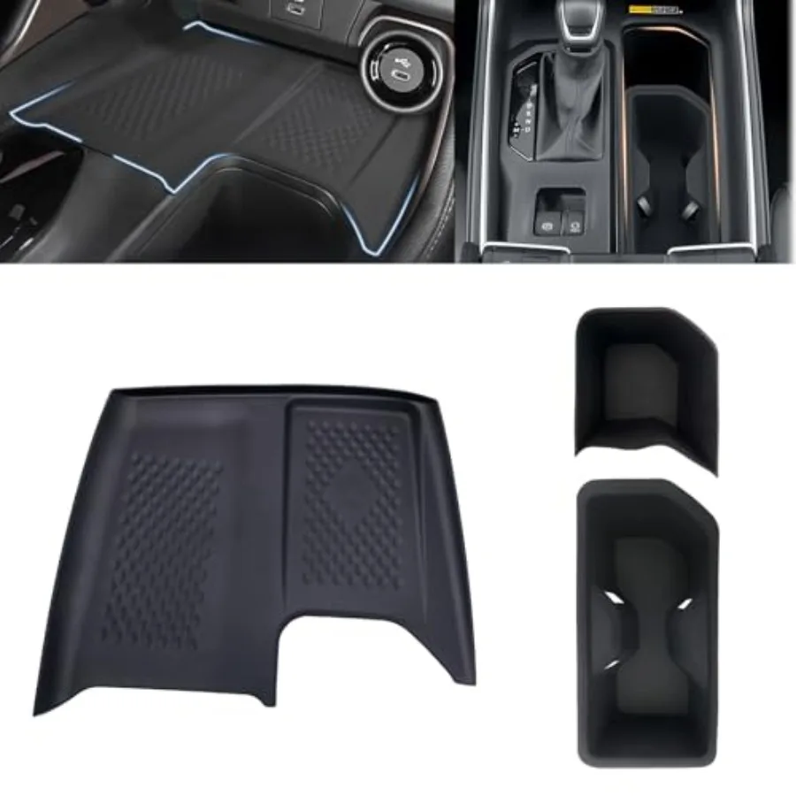 

Беспроводной зарядный коврик с защитой от скольжения и 2 силиконовых подстаканника/коврика для хранения, подходят для Toyota Grand Highlander/Hybrid 2024-2025 годов