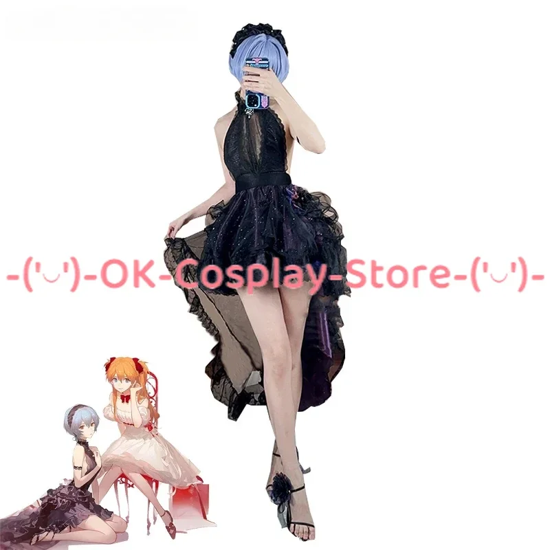 Ayanami Rei disfraz de Cosplay para mujer, traje elegante con diadema, uniformes de fiesta de Halloween, ropa de Anime hecha a medida