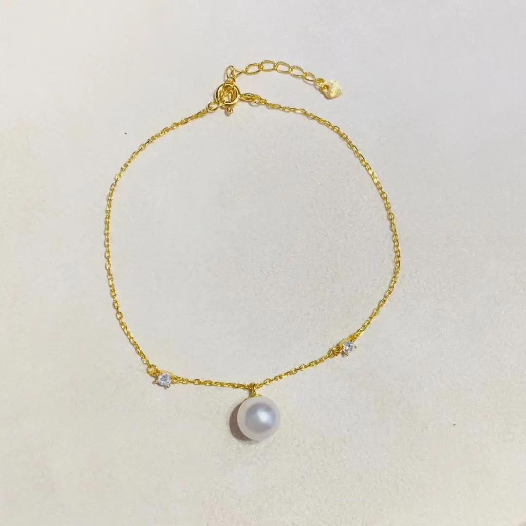 

S925 Sterling Silver Bracelet Mount Settings Finding Mountings Base Part Bangle for 7-8mm Pearls Stones Beads 5pcs/lot