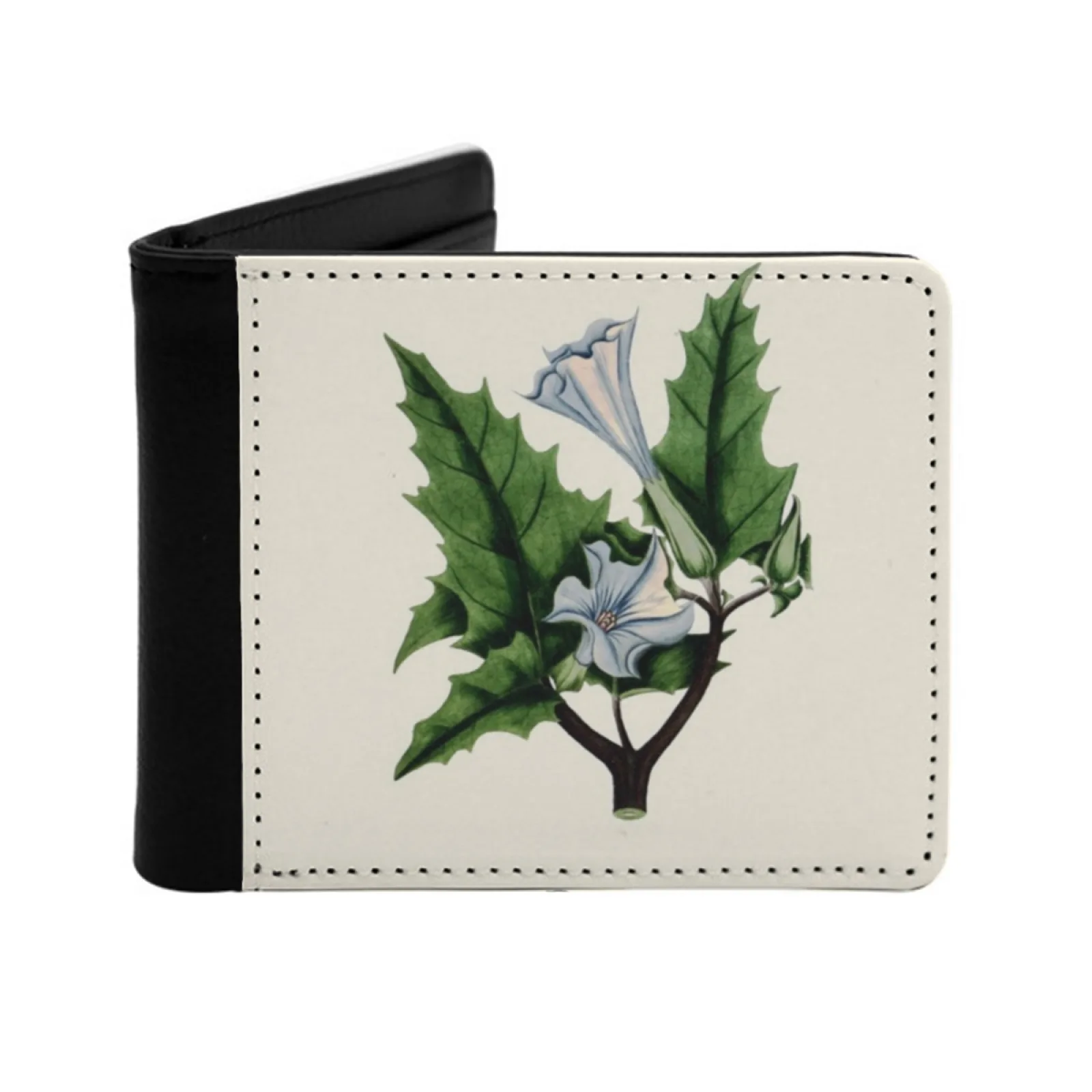 Datura Vintage Print Antique Botanical Illustration Devils Men Wallets Card Man Wallet Short Purse Bi-Fold Personalized Purses