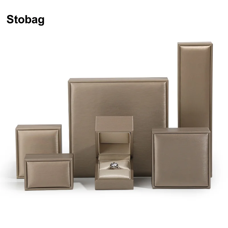 

StoBag 2pcs Jewelry Box PU Leather Packaging for Ring Necklace Earring Bracelet Storage Small Gift Reusable Organizer Wholesale