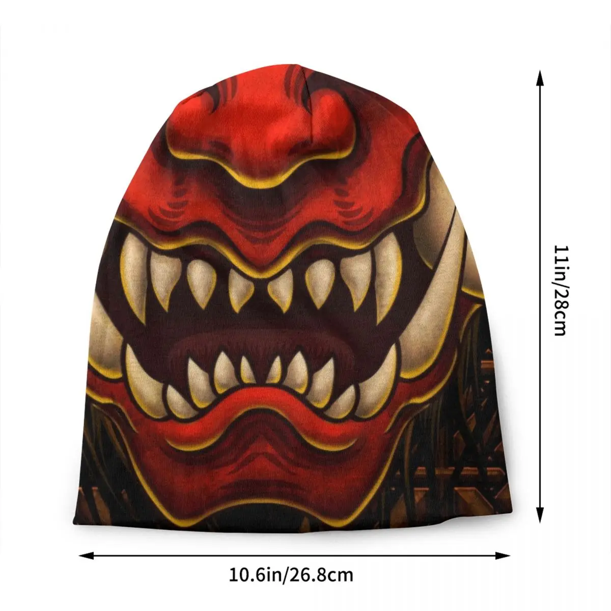 Japanese Oni Samurai Skullies Beanies Caps Winter Warm Knitted Hat Hip Hop Adult Demon Hannya Tattoo Bonnet Hats Outdoor Ski Cap