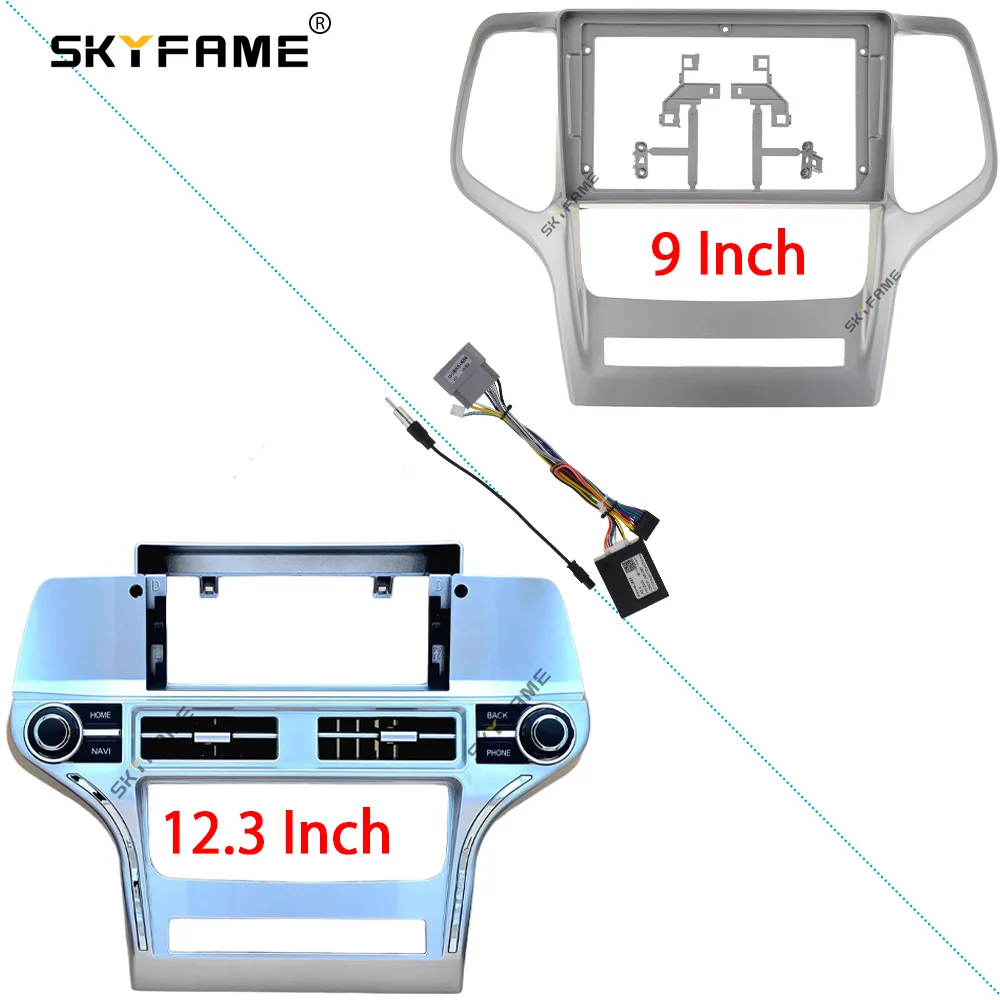 SKYFAME 9/12.3 Inch Car Frame Fascia Adapter Canbus Box Android Radio Dash Fitting Panel Kit For Jeep Grand Cherokee RST Laredo