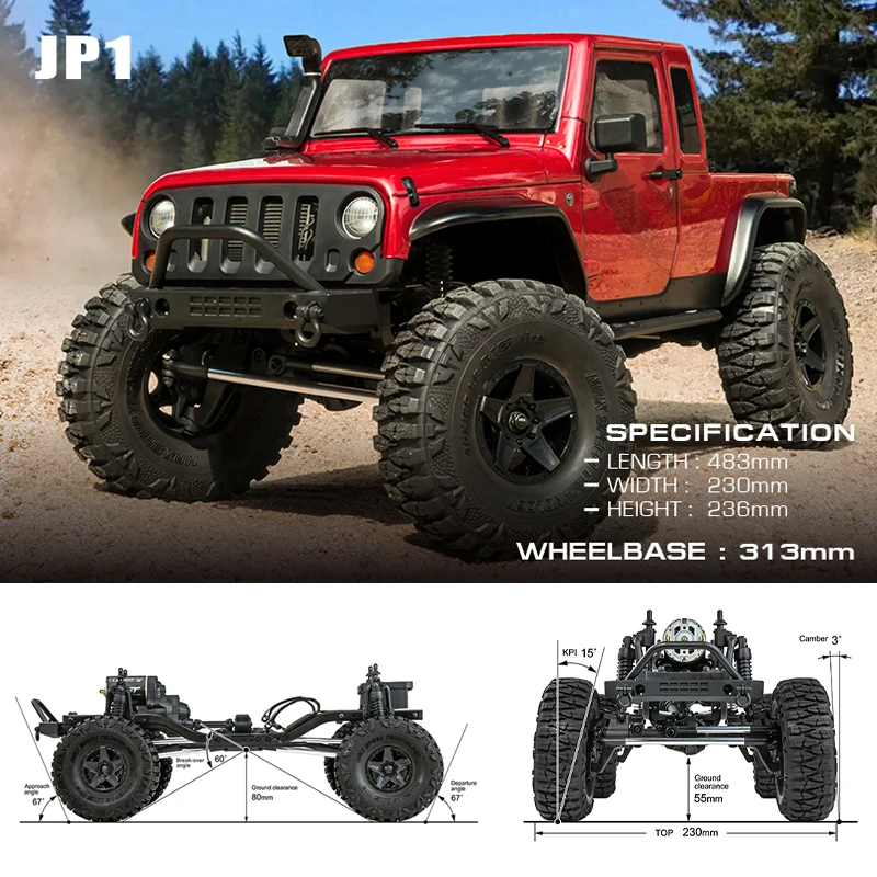 

Модель Jeep JP1 1/10 RTR 4WD с дистанционным управлением, 2,4 ГГц