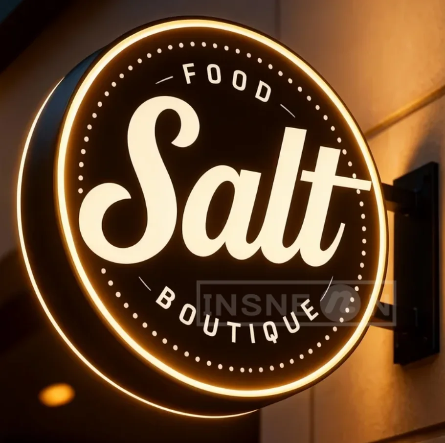 Custom Round Acrylic LED Light Box for Barber Shops Waterproof Double Sided Bright Storefront Signage