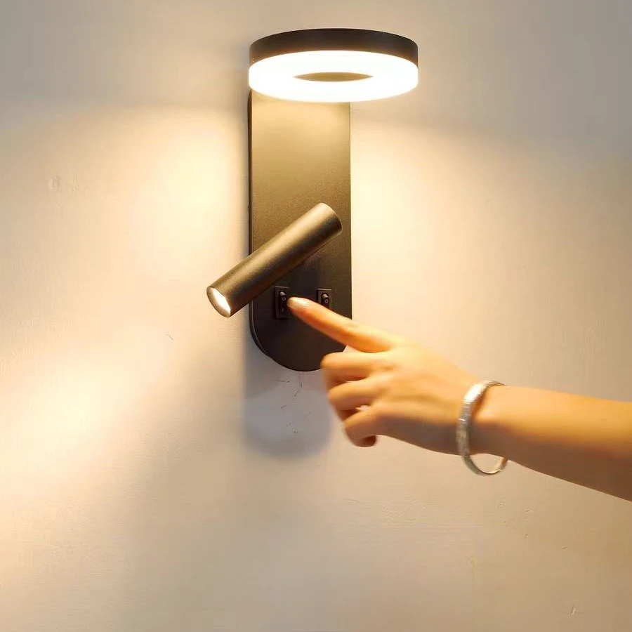 

Simple Bedroom Hotel Bedside Reading Light LED Book Lights Room Decor Background Luminaria Sconces Rotate Wall Lamp Nightlight