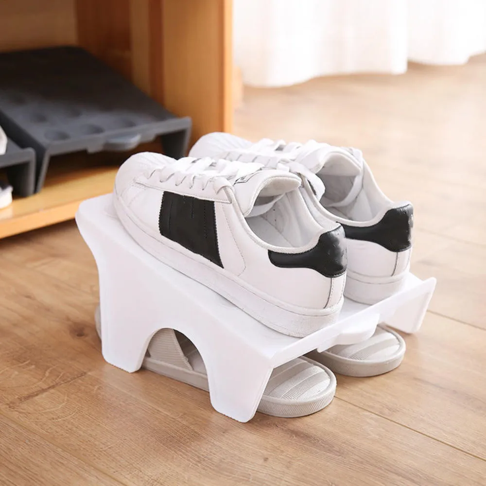 Double-Layer Shoe Rack Holder Slippers Sneakers High Heels Storage Shelf Home Space Saving Organizer Wardrobe Footwear Shoebox