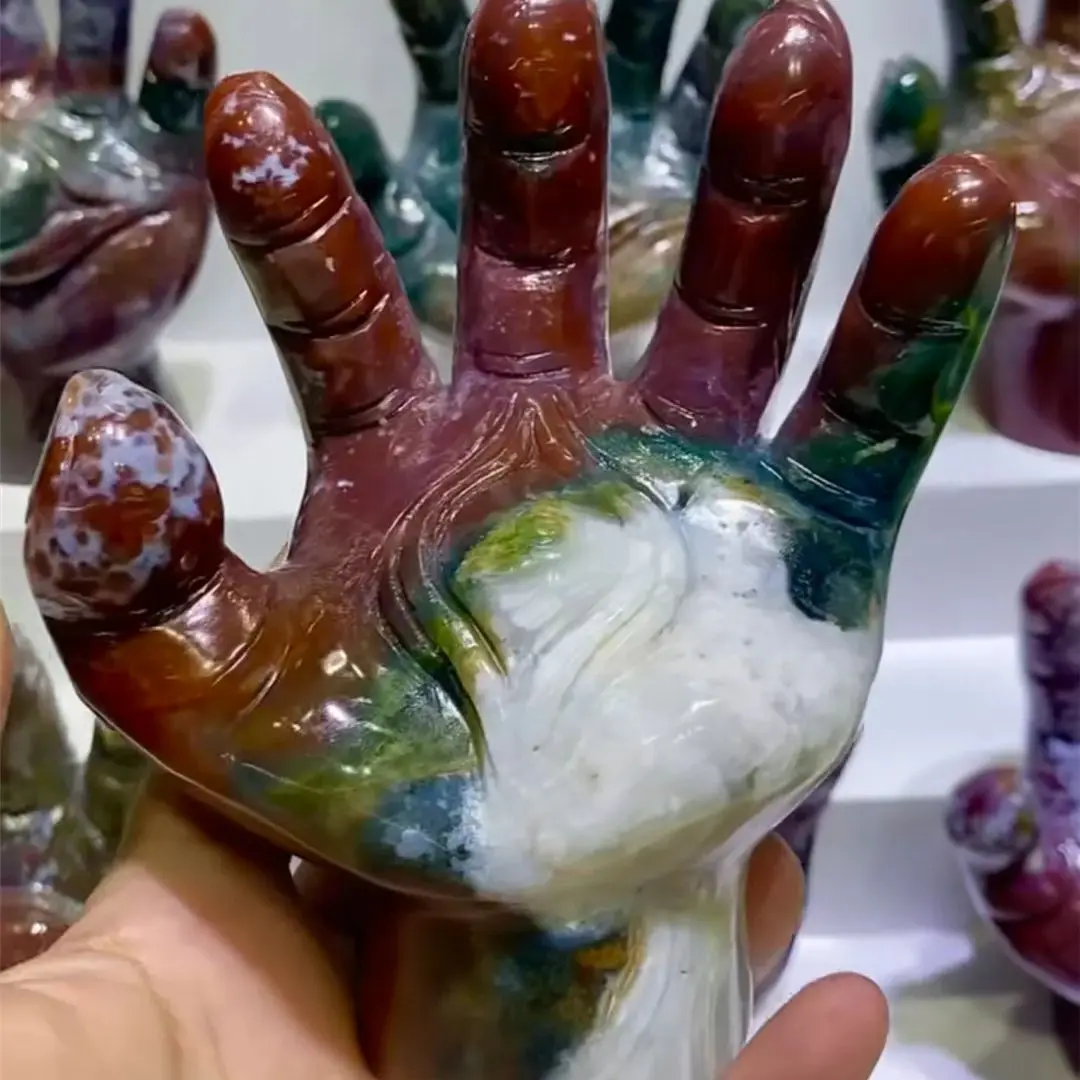 Natural Ocean Jasper Crystal Stones Devil's Eye Carvings Palm Of The Hand Mineral Statue Wicca Crafts Best Selling Dropshipping