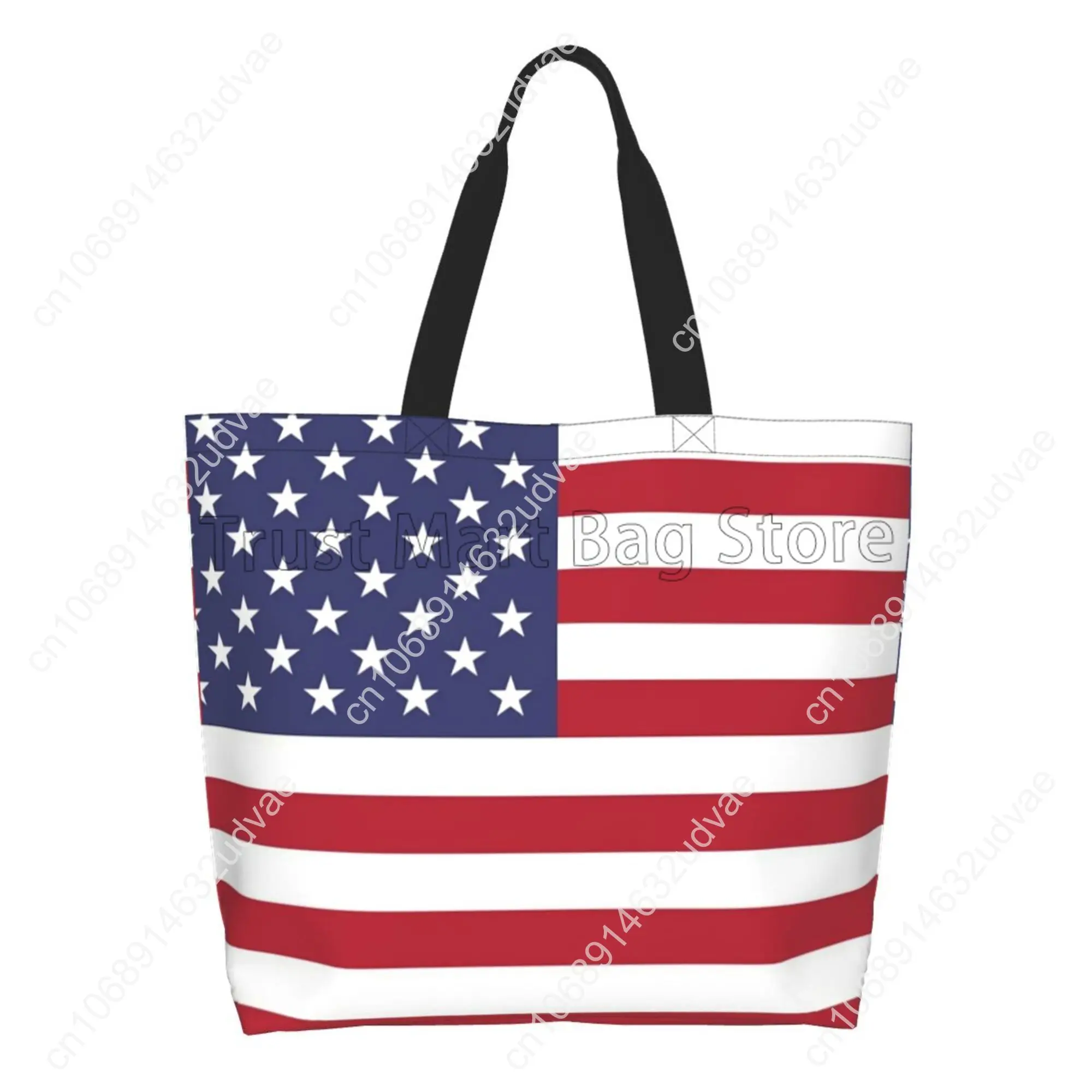 

American USA Flag Canvas Tote Bag Large Women Casual Shoulder Bag Handbag Reusable Multipurpose Shopping Grocery Bag for Outdoor