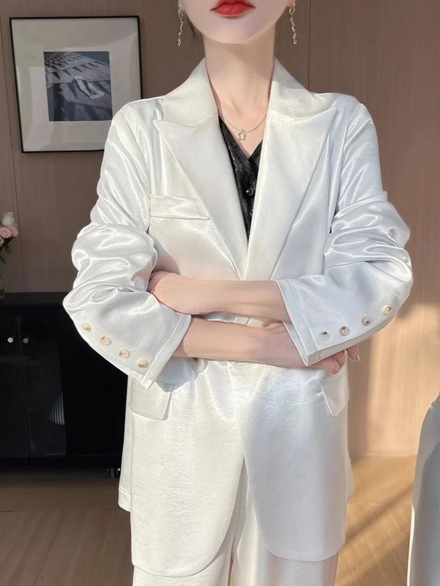 2025年春 レディース カジュアル ルーズ PUレザー ジャケットスーツ アウター ヴィンテージ 高級感 通勤 長袖コート