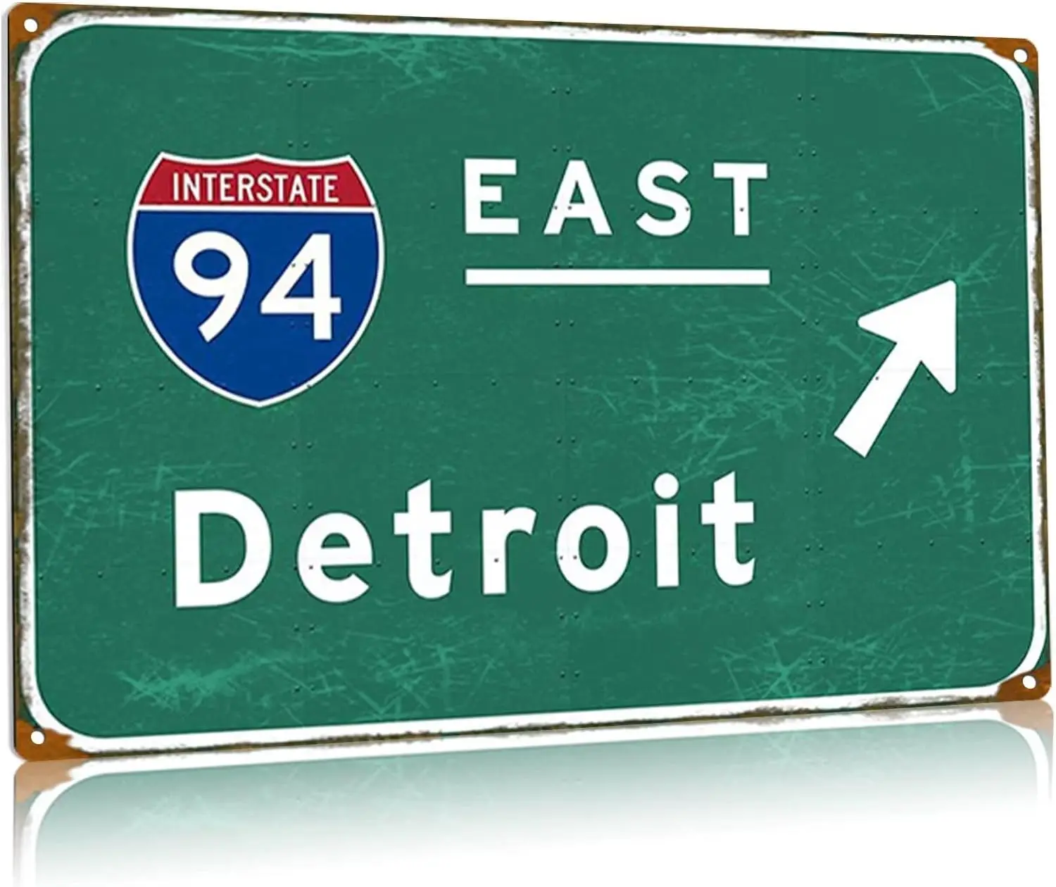 Metal Tin Sign Retro East Detroit Interstate 94 Road Signage Direction Indication Signs Bar Club Restaurant Wall Decoration Vint