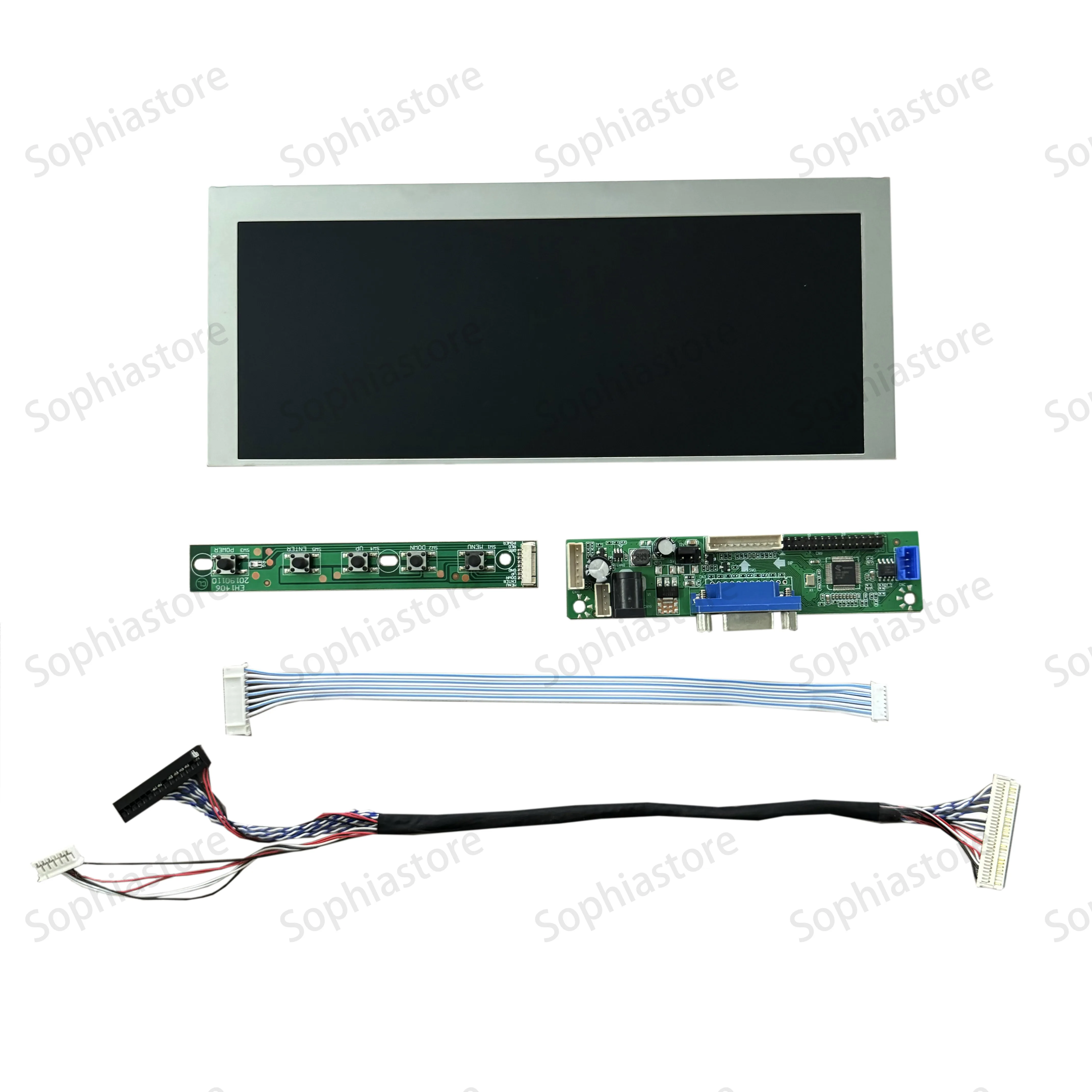 7.8inch AA078AA01 800x300 IPS Brightness 500nit LCD Screen for Advertising screen/Industrial lcd With VGA Controller Board