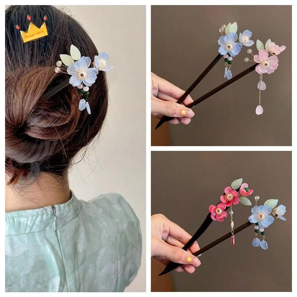 

Hair Accessories Vintage Winding Flower Hairpin Elegant Handmade Wooden Hair Stick Classical Chinese Style Hanfu Headwear Women