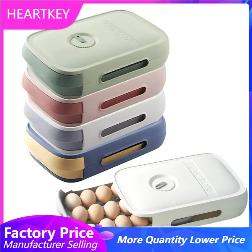 

Egg Storage Box Stackable Sealed Fresh-keeping Drawer Type Eggs Holde Plastic Storage Containers Drawer Organizer Boxe with Lid