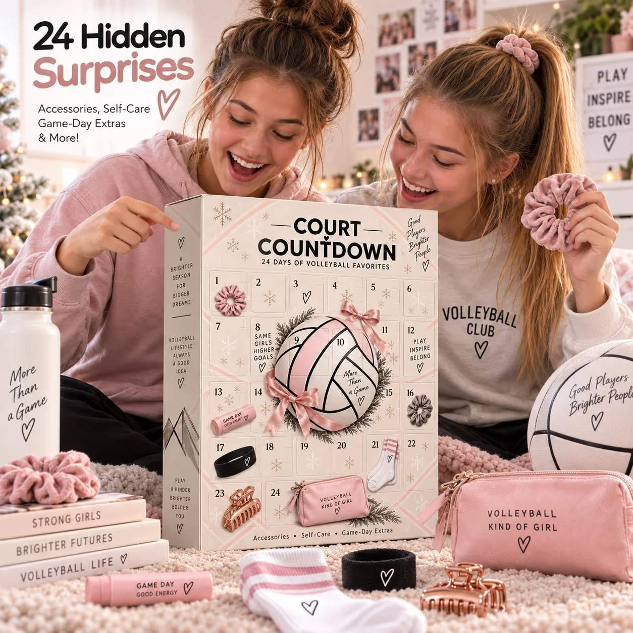 Volleyball Acrylic Advent Calendar 24 Days Christmas Countdown Blind Box Surprise Gift Set for Volleyball Fans Holiday Present