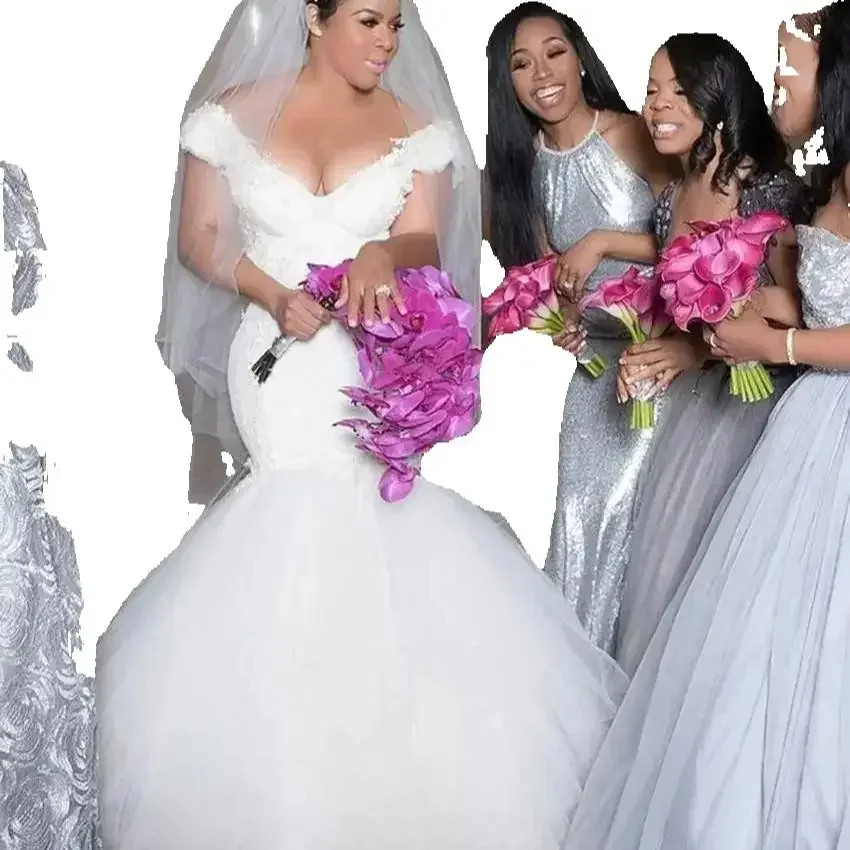 Customized Plus Size Mermaid Wedding Dresses Lace Cap Sleeves South African Sweep Train Bridal Gowns Robe De Mariee