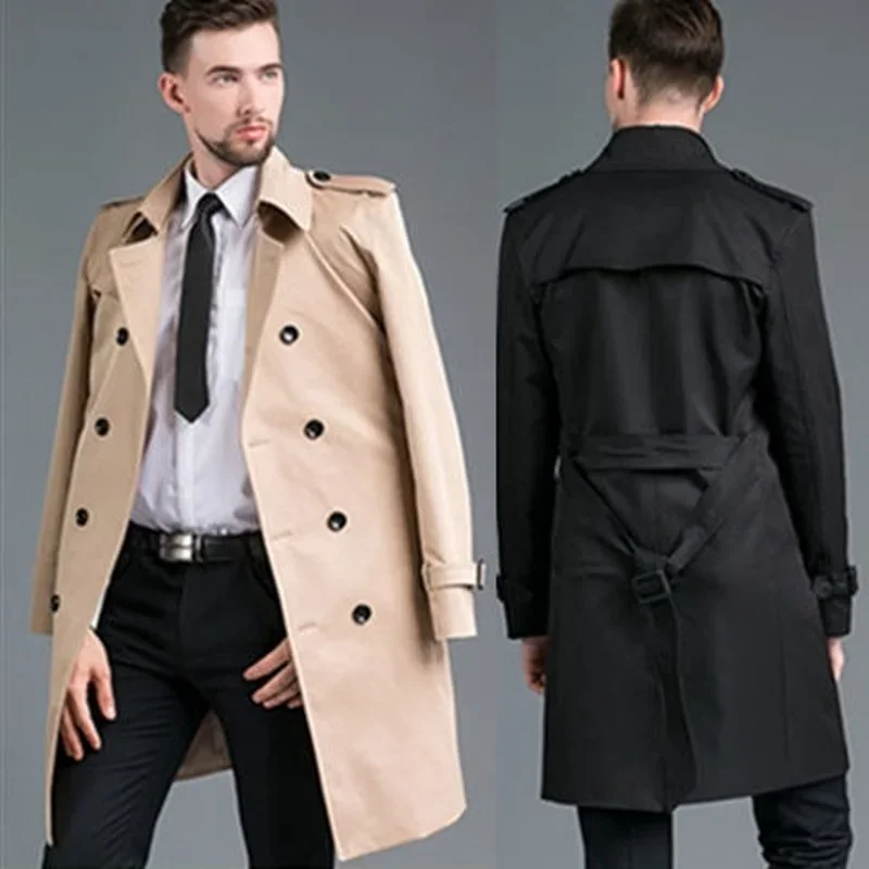 Men's Windbreaker New Autumn and Winter Slim Fit Double Breasted Business Leisure Long Coat  Guy's Cape