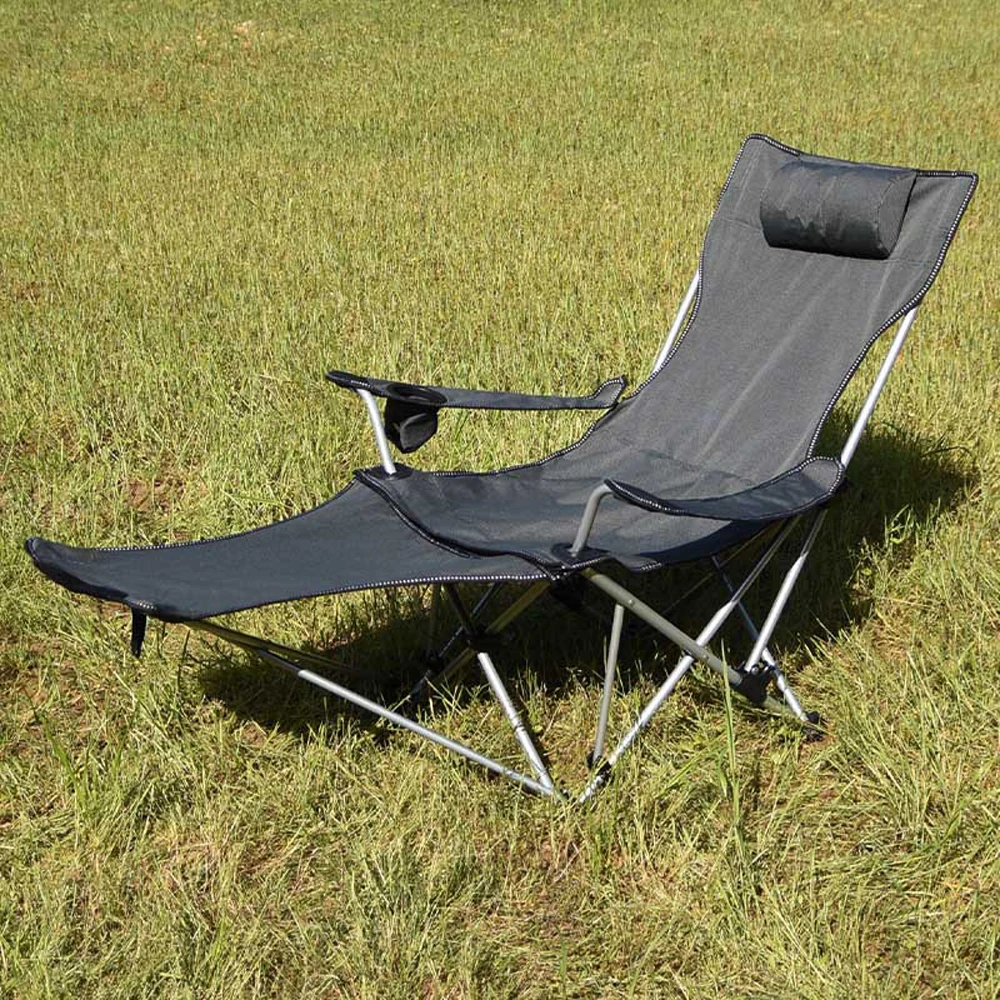 Outdoor Folding Camp Chair Backrest With Footrest Portable Bed Nap Chair For Camping Fishing Foldable Beach Lounge Chair