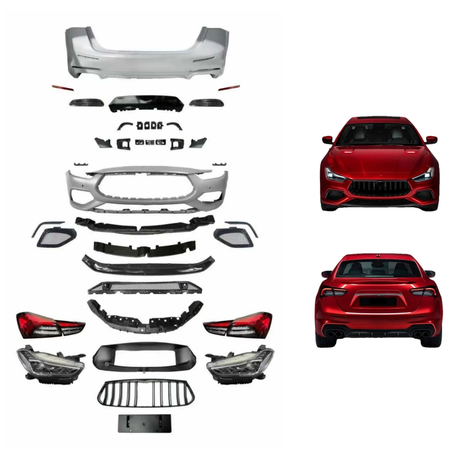 Dream Garage Exterior Upgrade for Maserati Ghibli 2014+ Trofeo Full Body Kit with Headlights Taillights Front Bumper Rear Bumper