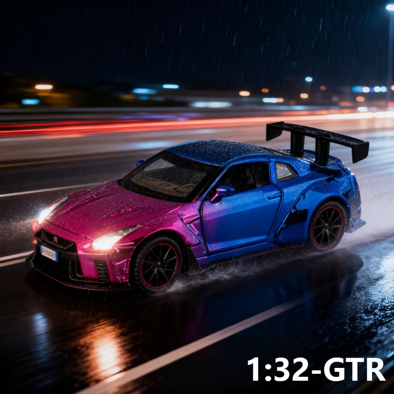 

1:32 GTR R35 имитация сплава, модель спортивного автомобиля, звуковая и световая серия, детские игрушки, украшения, подарки