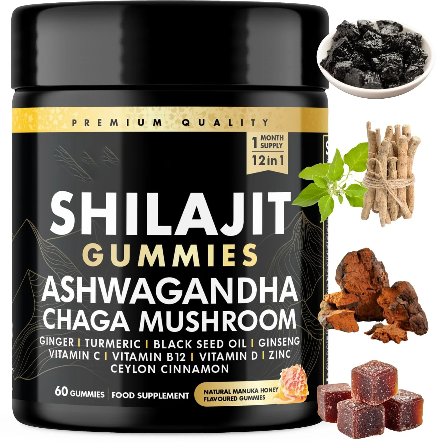 

Мягкие конфеты Shilajit 12 в 1, чистые гималайские конфеты, 500 мг, 60 люменов, улучшают выносливость и повышение энергии с грибами Vitaimin
