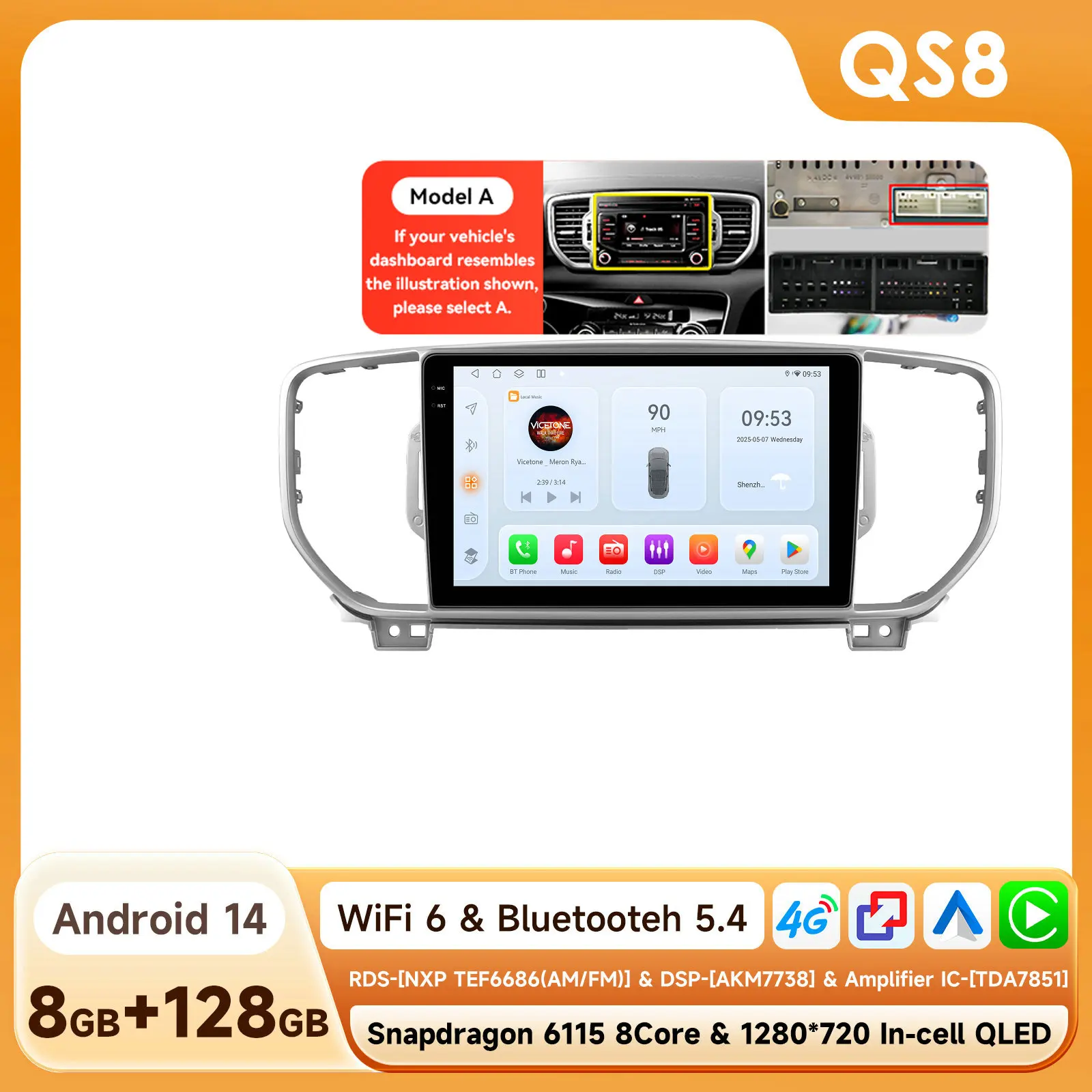 Hizpo 9 inch Auto Scherm voor KIA Sportage 4 KX5 2016 2017 2018 Android Auto Navigatie GPS Draadloze Carplay Wifi Stereo Bluetooth