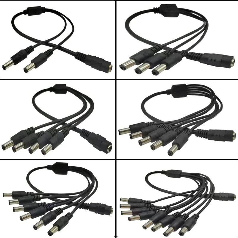 

DC Power Splitter Cable 1 Female To 2 3 4 5 6 8 Male Way 5.5mm 2.1mm Jack DC Connector Wire For LED Strip Lights CCTV Camera