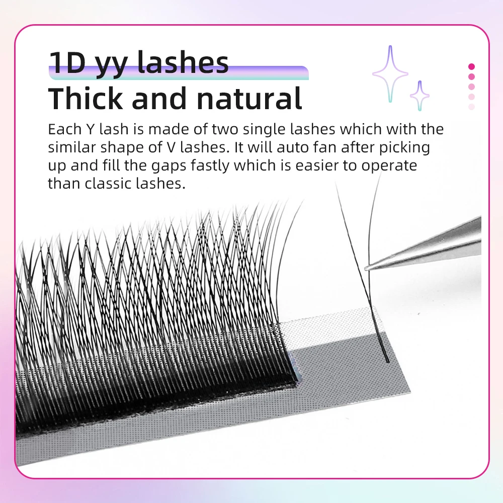 Yelix New 2D Volume Lashes Dark Brown Ultra-thin Y Lash Extension Lightweight Premade Fans Eyelash Extensions Single Tip 2D Y