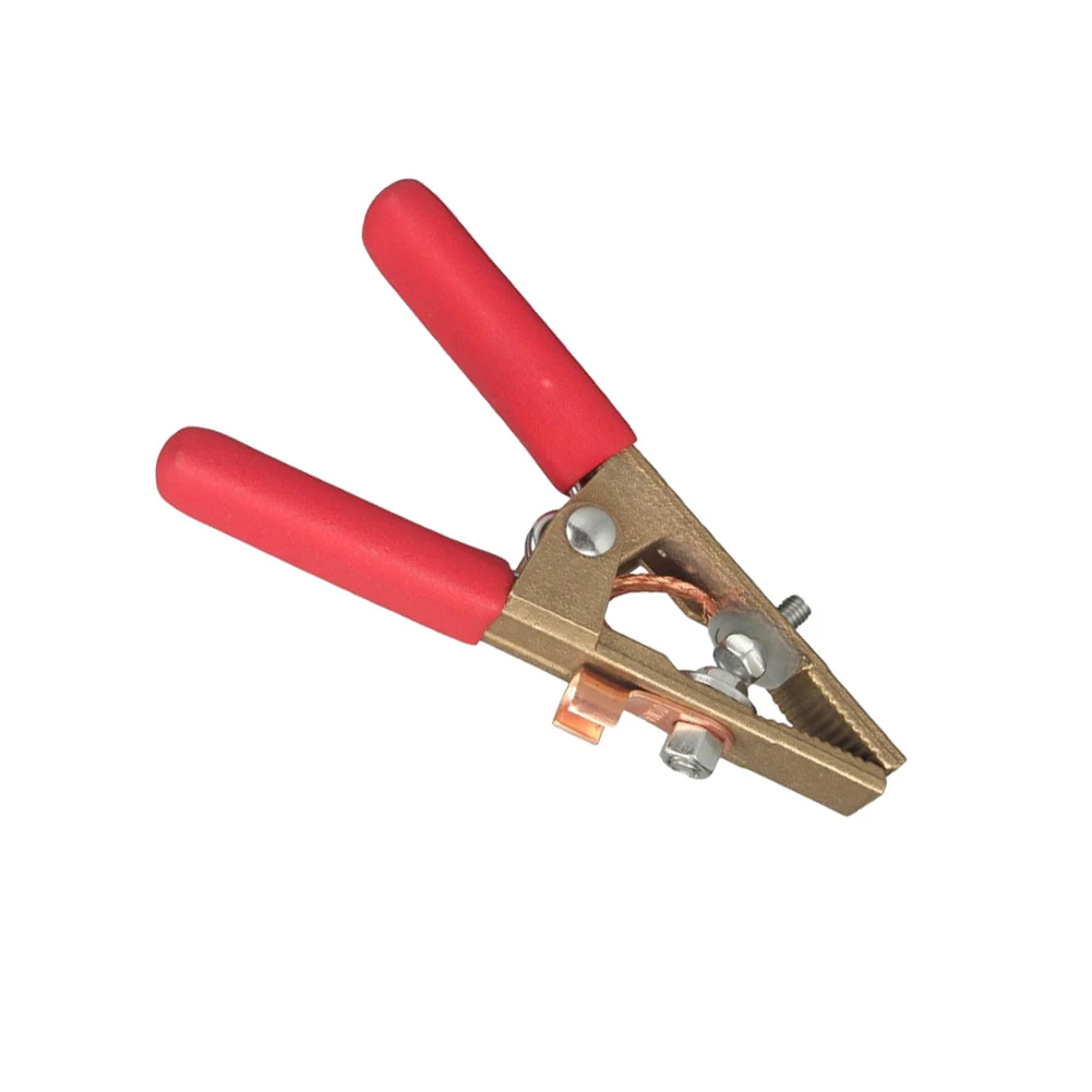 Brass 300A Ground Clamp for Welding Pliers A-Shape Design with Red and Brass Finish for Visibility and Resistance